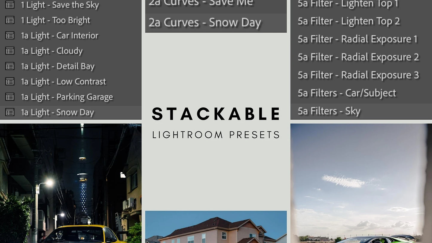Full Lightroom Toolkit (V1 and V2) - Stackable Presets for Car Photography